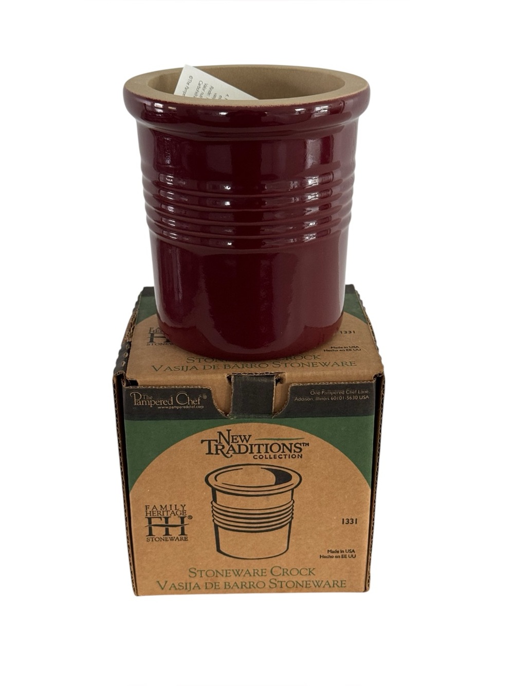 Pampered Chef New Traditions Cranberry Stoneware Crock Liner Box #1331